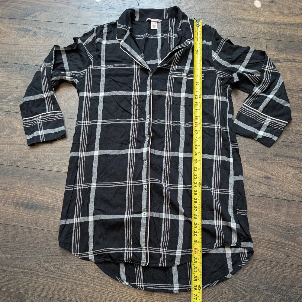 Victoria's Secret Black and White Plaid Shirt Pajama‎ Dress Size Large